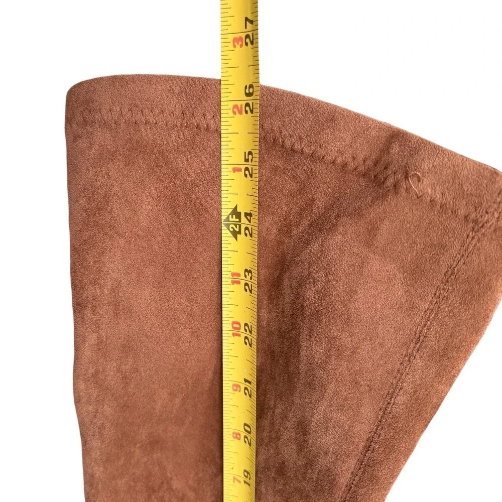 Tan Vegan Suede Over The Knee Boots EU 42‎ US 11 Block Heel Thigh High Boho Chic
